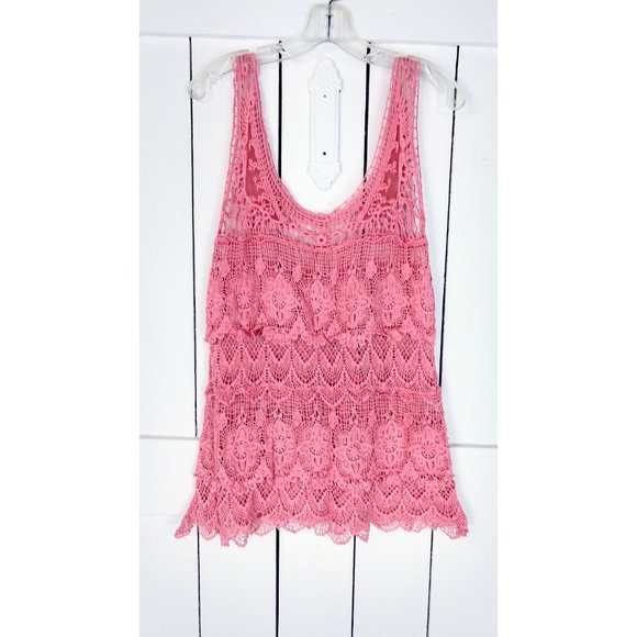 90s vintage crochet lace see through sleeveless tank top - Picture 2 of 4